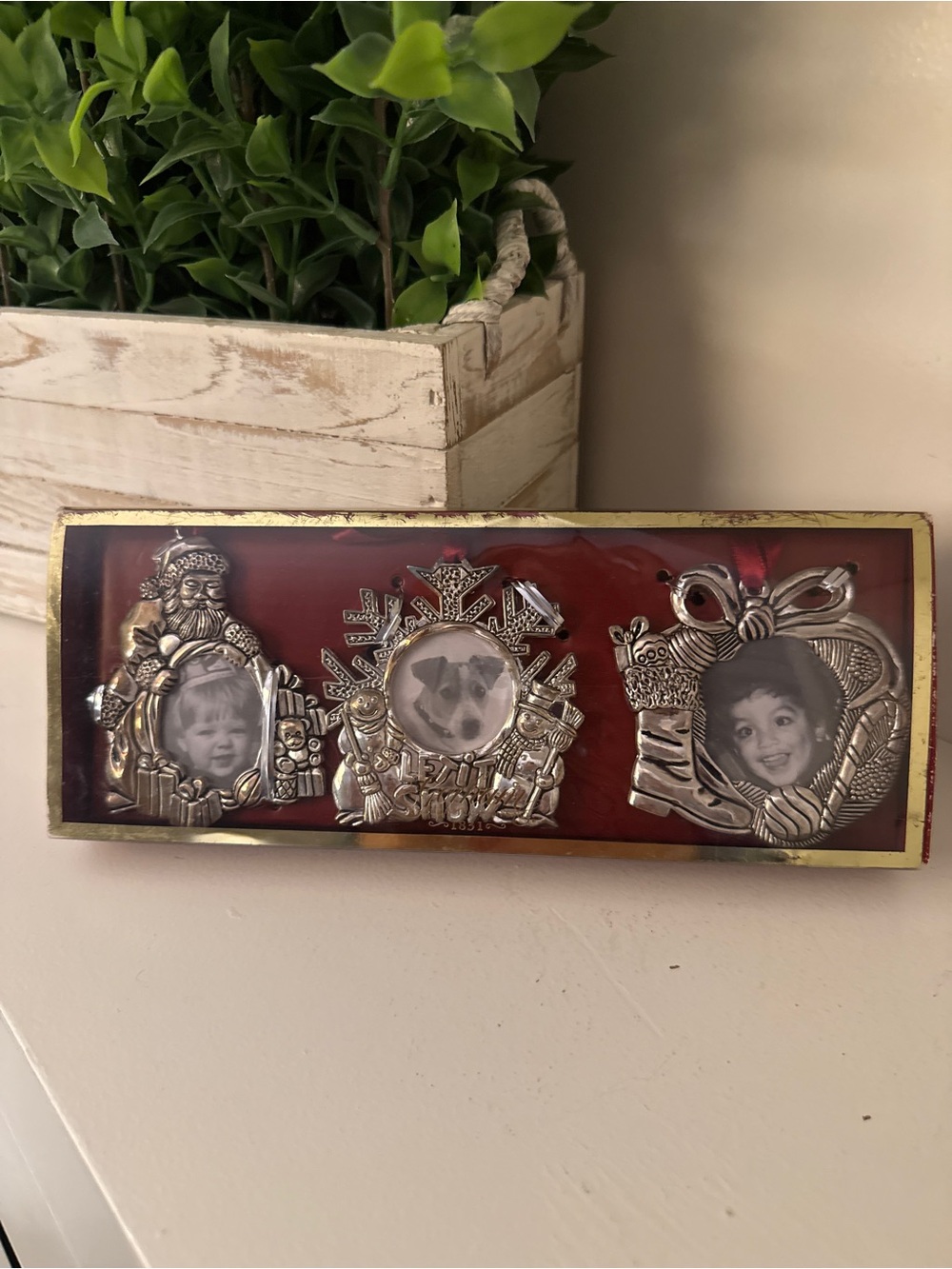 Gorham Holiday Traditions Silverplate Photo Frame Christmas Ornaments Set of 3